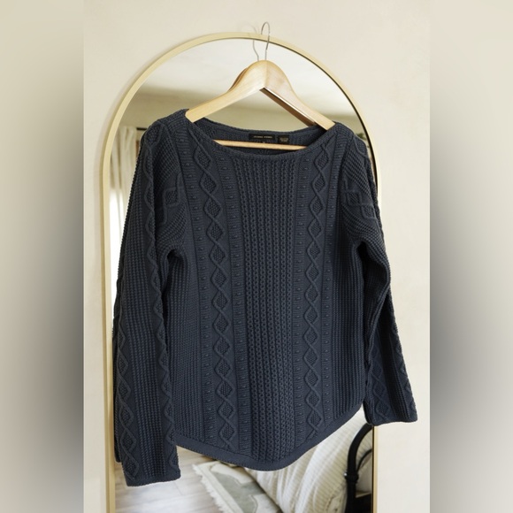 100% Cotton Navy Cable Knit Sweater - Picture 2 of 5